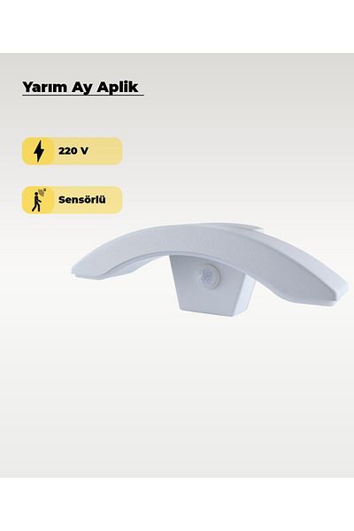 AC AYDINLATMA White Sensor Led Half Moon Sconce 3200K (Yellow Light)