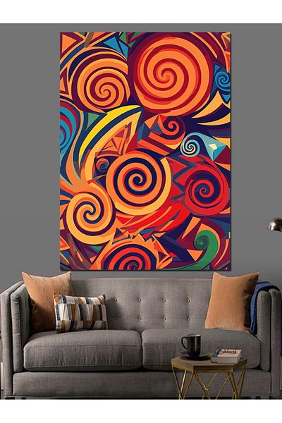 Tablomega Pânză decorativă cu model spiralat colorat - MDF Lemn