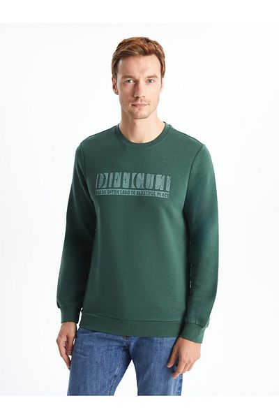 LC Waikiki Crew Neck Printed Men's Thick Sweatshirt