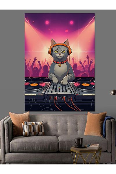 Tablomega Pânză Decorativă Dj Cat - Lemn MDF