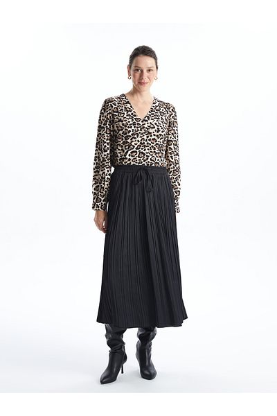 LC Waikiki Women's Pleated Skirt with Elastic Waist