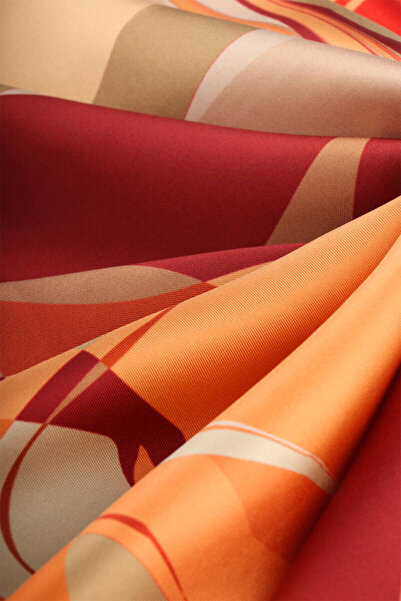 Bursa İpek Burgundy Orchid Pattern Twill Silk Scarf