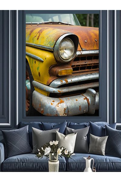 Tablomega Διακοσμητικός καμβάς Rusty Classic Car - Ξύλινος πίνακας MDF
