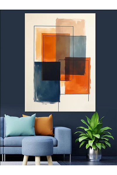 Tablomega Pânză decorativă cu compoziție abstractă cu patru laturi - pictură din lemn MDF