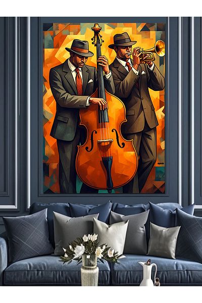 Tablomega Pânză decorativă Jazz Duo - Lemn MDF