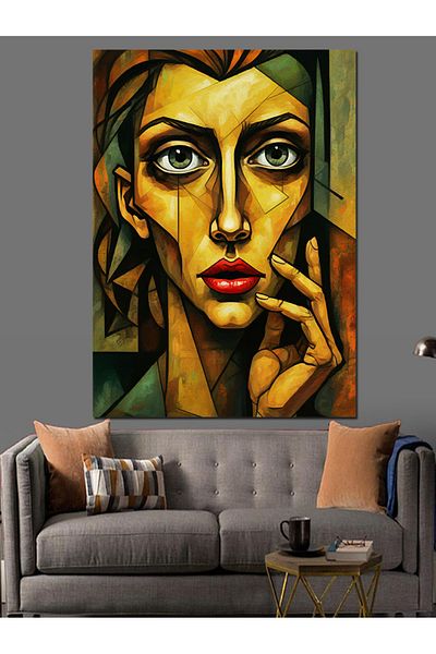 Tablomega Pictură Decorativă Canvas - Lemn MDF Portret de Femeie Pensa Abstractă