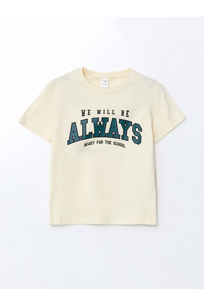 LC Waikiki Tricou pentru băiat cu decolteu cu litere imprimate