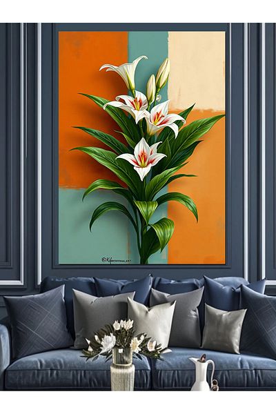 Tablomega Lilieci albi Pânză decorativă - Lemn MDF
