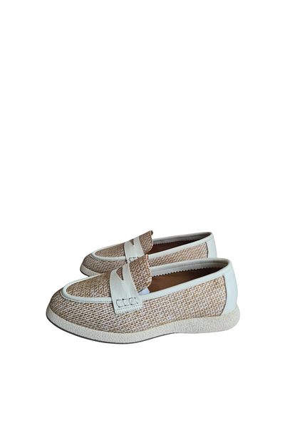aayak&kabımofficial "Genuine Leather Straw Patterned Comfortable Women's Loafer Shoes – Elegance and Comfort Combined"