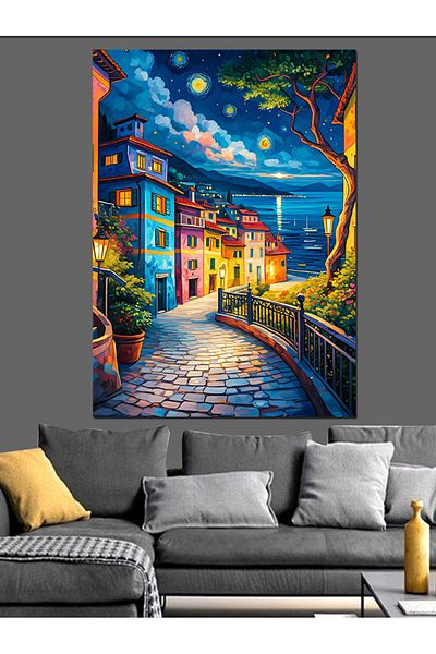 Tablomega Pânză decorativă Colorful Evening Street - Lemn MDF