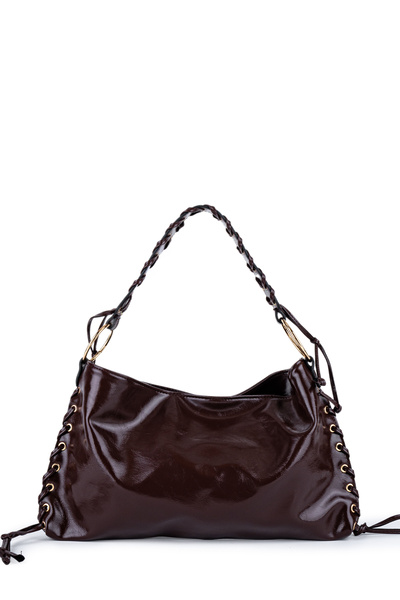 minebag Geantă de mână cu pandantiv din frânghie maro amar pentru femei