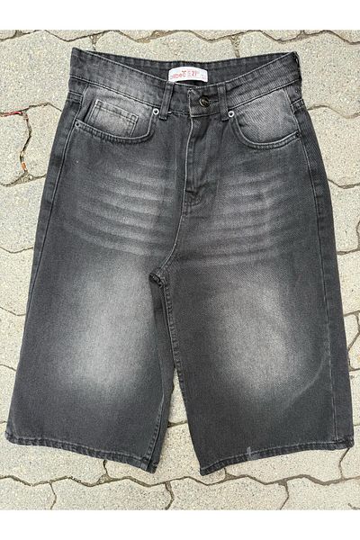 KOTOLOG Unisex Washed φαρδύ κοντό τζιν τζιν φαρδύ σορτς κάτω από το γόνατο