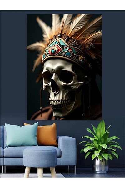 Tablomega Pânză decorativă Tribal Skull Art - Lemn MDF