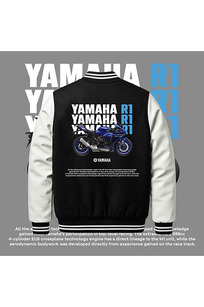 Edizen Унисекс яке Yamaha R1 Premium Bomber, голям размер, 100% памук