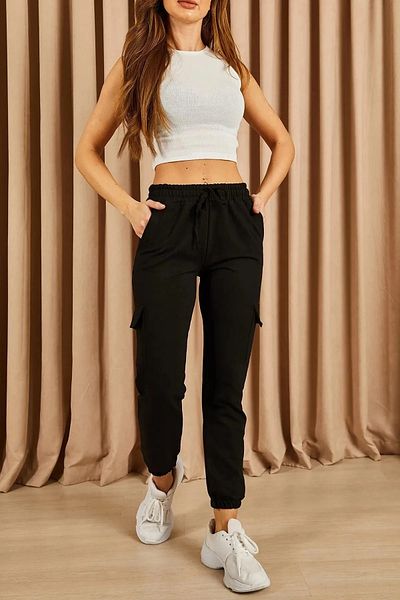 EXSPORT Pantaloni de sport unisex cu buzunare negri