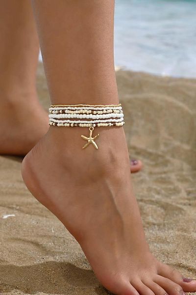 New Obsessions Colorful Beads Elastic Anklet Set
