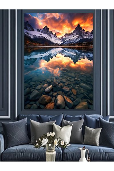 Tablomega Reflexie în Munți Pânză Decorativă - Lemn MDF