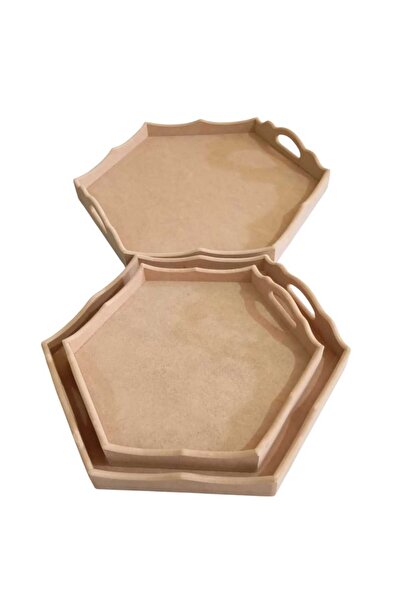 st koleksiyon hobi antika Mdf Set of 3 Hexagonal Trays