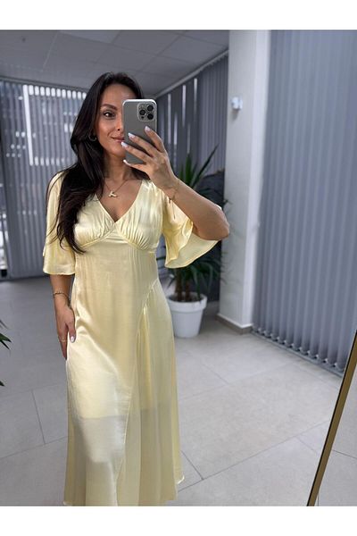 caddstore Rochie din satin galben Sg