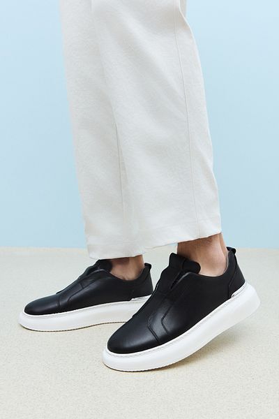 Ziya Men's Genuine Leather Black Sneakers - 151987 Z026