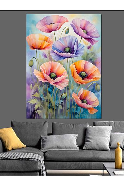Tablomega Pânză decorativă Pastel Flower Field - Lemn MDF