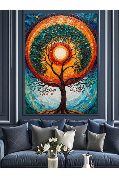 Tablomega Pânză decorativă cu model arborele vieții - pictură din lemn MDF