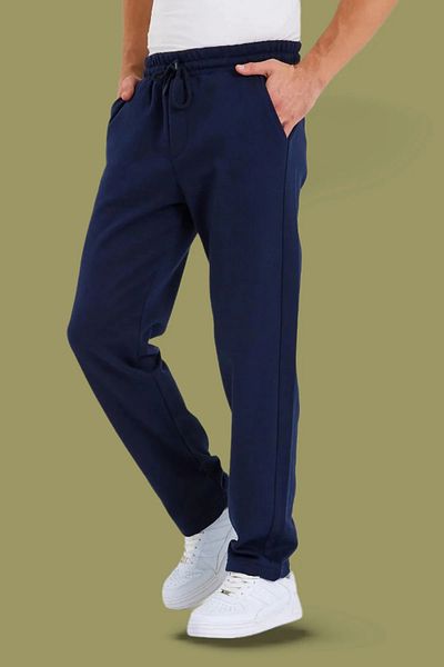 EXSPORT Pantaloni de trening pentru bărbați, albastru bleumarin, cu picioare drepte