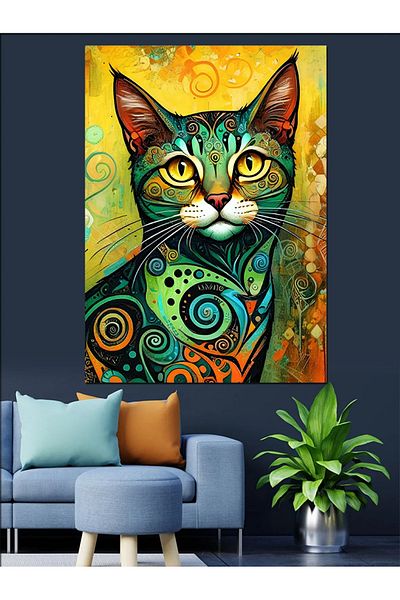 Tablomega Pânză decorativă Color Spiral Cat - Lemn MDF