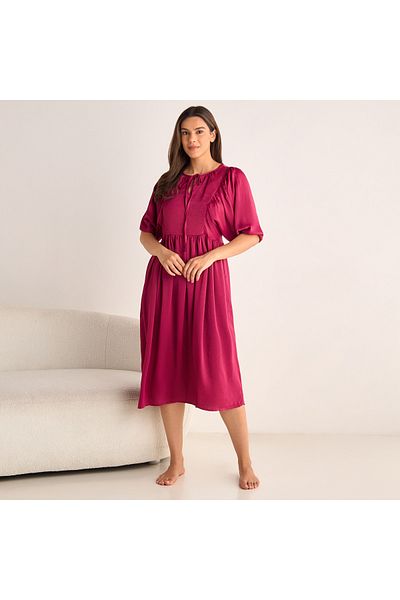 FAV Tie-up Detail Night Dress With Short Sleeves