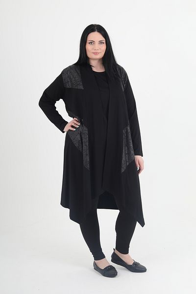 GNR Leather Patterned Large Size Combed Cardigan Inner and Outer Set