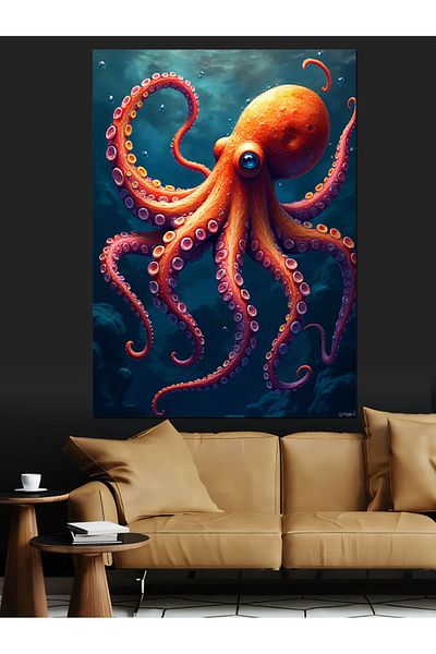 Tablomega Pânză decorativă cu desen dinamic de caracatiță colorată - pictură din lemn MDF