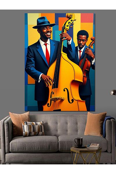 Tablomega Pânză Decorativă Muziciani de Jazz - Lemn MDF
