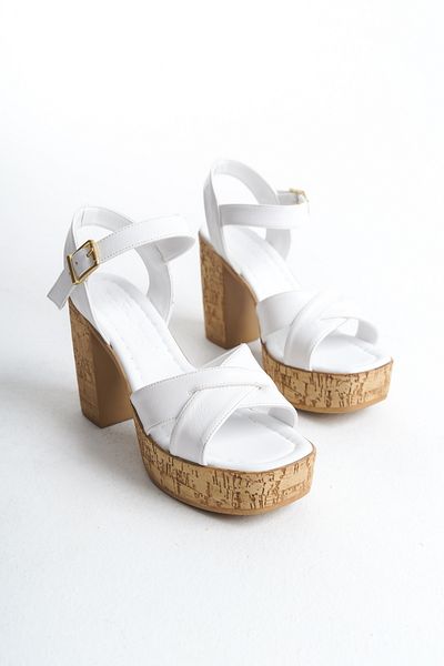 bolemo White Women's Heeled Sandals
