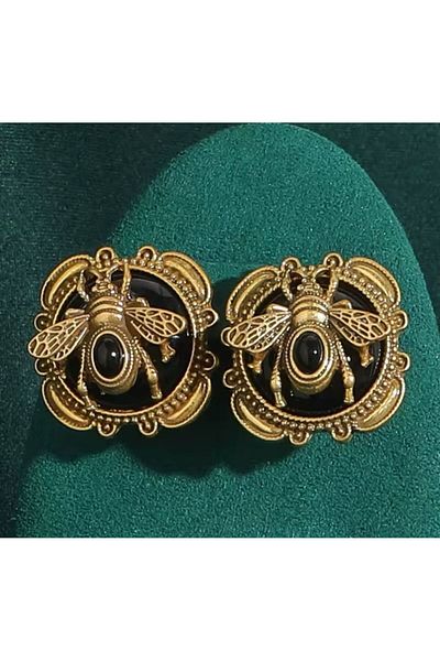 CHARMLUCKY Steel Vintage Bee Earrings