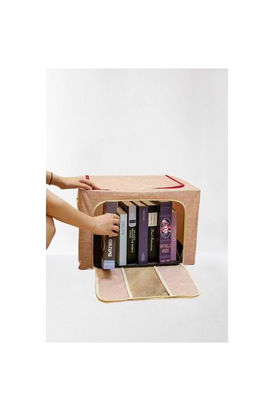 Flippy Cutie De Depozitare 66 L, Bumbac 50x40x33 Cm, Cadru Metalic, Suport Baza Plastic, Roz Pudrat