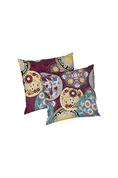 ALCAM Set Of 2 Mandala Pillows, Quilted Microfiber, 70x70 Cm