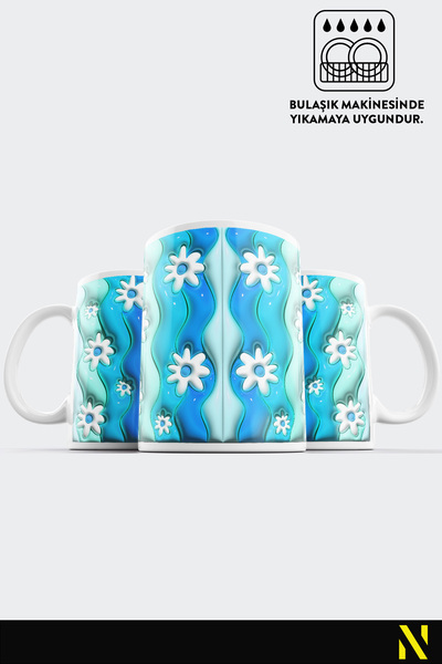 nilizma Flower Patterned Colorful Mug – 330 ml Mug |   Stylish and Durable Design