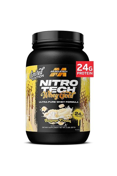 MUSCLETECH Nitro Tech Whey Gold, Banana Cream, 2 LB