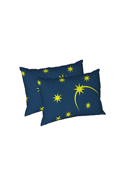 ALCAM Set Of 2 Moon Night Pillows, Quilted Microfiber, 50x70 Cm