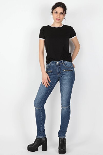 BALİNS Kadın Kot Pantolon Orta Mavi