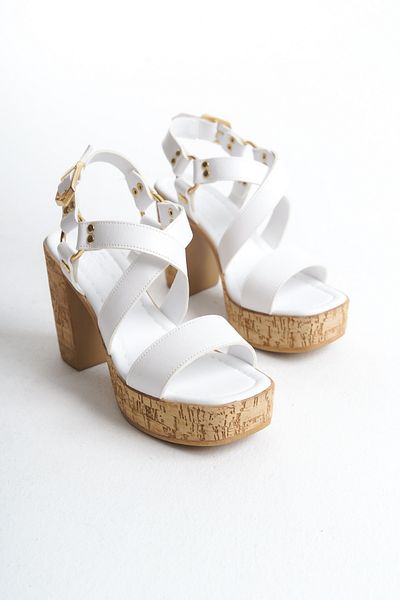 bolemo White Women's Heeled Sandals