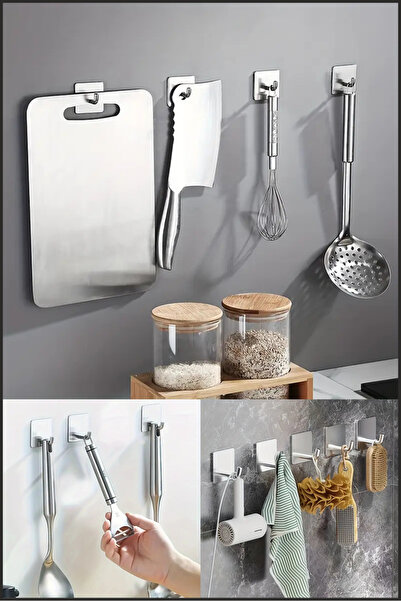 CGS Home 2'li Kendinden Yapışkanlı Paslanmaz Banyo Askısı / Mutfak Askısı / Havlu Askısı / Havluluk