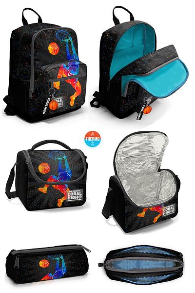 Coral High Set de 3 modele de baschet - rucsac de școală