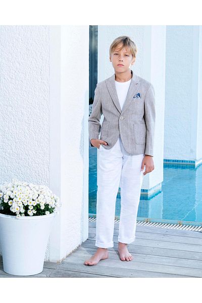 NIGHT SEARCHER Boy's Mink Suit Linen Sports Suit 3-14 Years Old Jacket Pants T-Shirt 3-14 Years Old