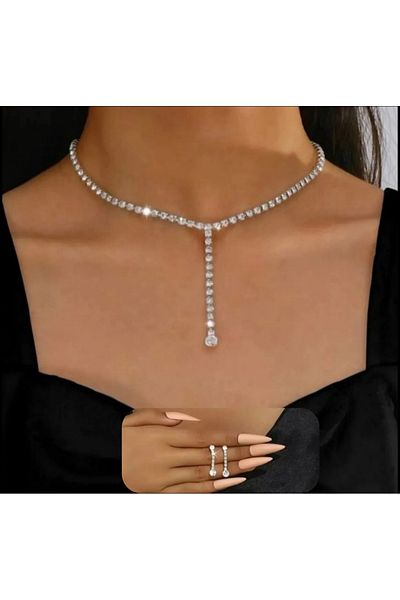 Mihra Aksesuar Necklace Earrings Set