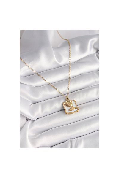 Skygo 316L Steel Gold Color Chain White Enamel Women's Necklace - Tj-Bko9880