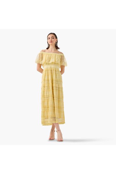 2Xtremz 2Xtremz Embroidered Off Shoulder Dress