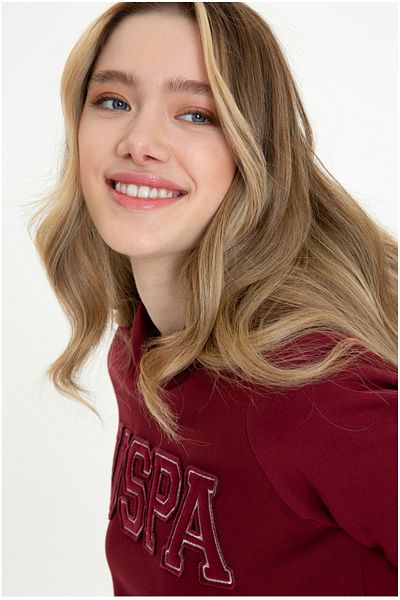 U.S. Polo Assn. Women's Claret Red Basic Sweatshirt