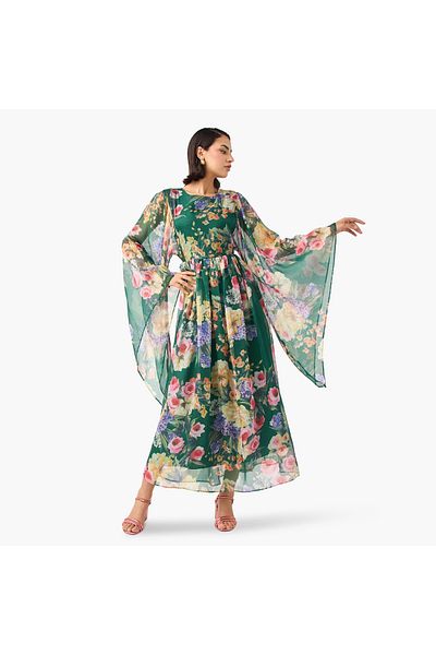 2Xtremz 2Xtremz Floral Print Dress with Volume Sleeves