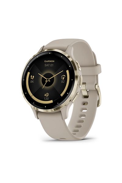 Garmin VENU 3S SOFT GOLD STAINLESS STEEL BEZEL WITH FRENCH GRAY CASE AND SILICONE BAND